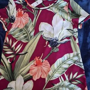 Ann Taylor Tropical Floral Blouse in Pink and Green
